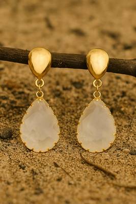 Jewelz gold-plated teardrop earrings with clear crystal charm 1
