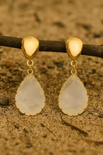 Jewelz gold-plated teardrop earrings with clear crystal charm