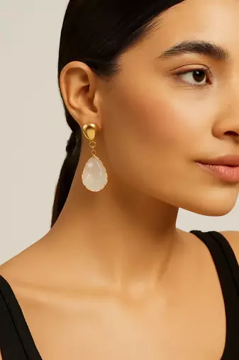 Jewelz gold-plated teardrop earrings with clear crystal charm