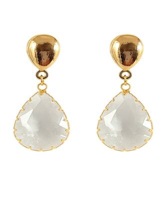 Jewelz gold-plated teardrop earrings with clear crystal charm 3