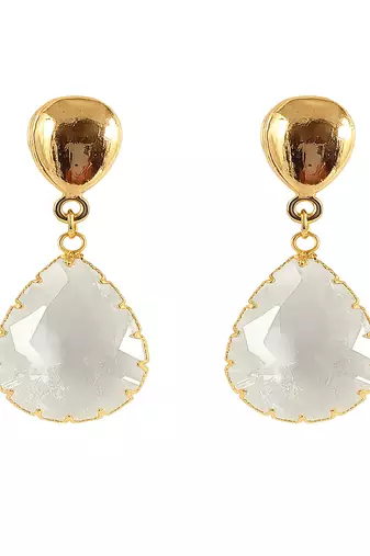 Jewelz gold-plated teardrop earrings with clear crystal charm