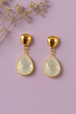 Jewelz gold-plated teardrop earrings with clear crystal charm 4