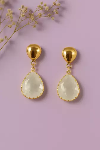 Jewelz gold-plated teardrop earrings with clear crystal charm