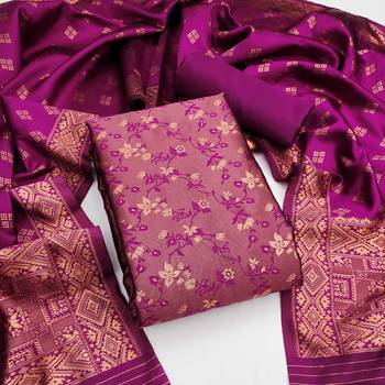 Pink woven silk blend unstitched churidar dress-materials 1