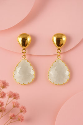 Jewelz gold-plated teardrop earrings with clear crystal charm 5