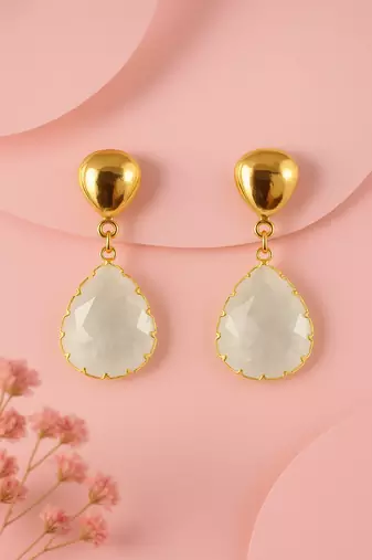 Jewelz gold-plated teardrop earrings with clear crystal charm