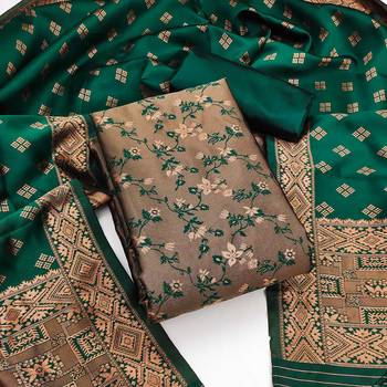 Mehendi woven silk blend unstitched churidar dress-materials 1