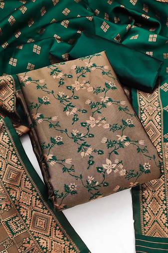 Mehendi woven silk blend unstitched churidar dress-materials