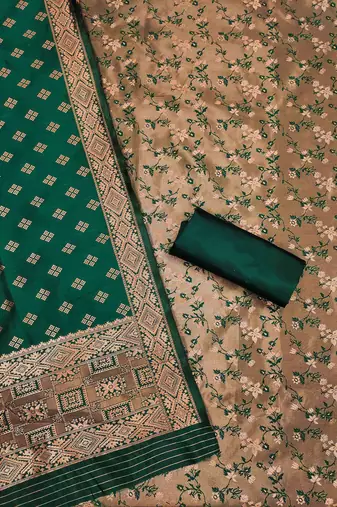 Mehendi woven silk blend unstitched churidar dress-materials