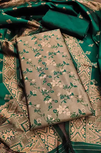 Mehendi woven silk blend unstitched churidar dress-materials