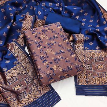 Navy-blue woven silk blend unstitched churidar dress-materials 1