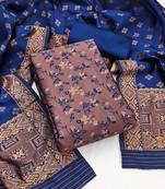 Navy-blue woven silk blend unstitched churidar dress-materials