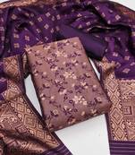 Wine woven silk blend unstitched churidar dress-materials