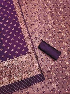 Wine woven silk blend unstitched churidar dress-materials 2