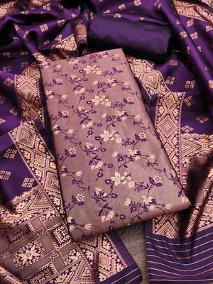 Wine woven silk blend unstitched churidar dress-materials 3