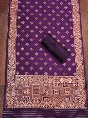 Wine woven silk blend unstitched churidar dress-materials 4