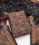 Black woven silk blend unstitched churidar dress-materials