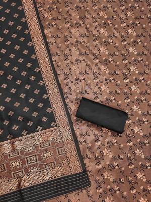 Black woven silk blend unstitched churidar dress-materials 2