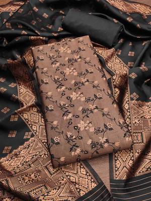 Black woven silk blend unstitched churidar dress-materials 3