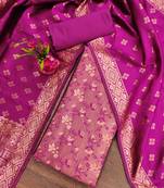Pink woven silk blend unstitched churidar dress-materials