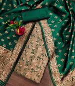 Mehendi woven silk blend unstitched churidar dress-materials