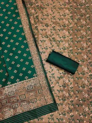 Mehendi woven silk blend unstitched churidar dress-materials 2