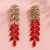 Jewelz gold-plated gradient leaf drop earrings in pink & crystal tones
