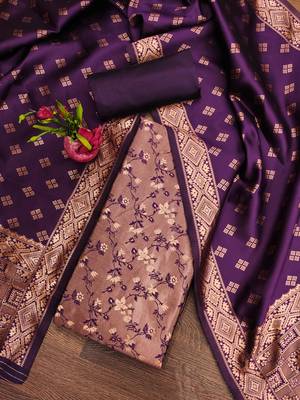 Wine woven silk blend unstitched churidar dress-materials 1
