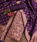 Wine woven silk blend unstitched churidar dress-materials