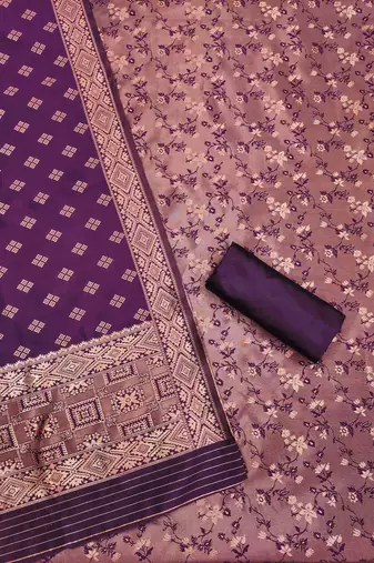Wine woven silk blend unstitched churidar dress-materials