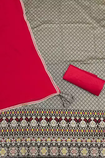 Black woven jacquard unstitched churidar dress-materials