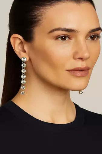 Jewelz gold-plated long drop earrings with linked round crystals