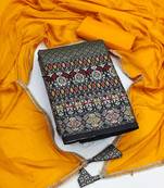 Black woven jacquard unstitched churidar dress-materials