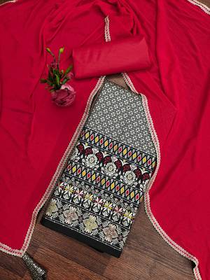 Black woven jacquard unstitched churidar dress-materials 1