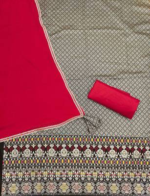 Black woven jacquard unstitched churidar dress-materials 2