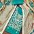 Teal embroidered silk blend semi stitched churidar dress-materials