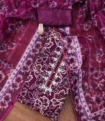 Purple sequins organza semi stitched churidar dress-materials