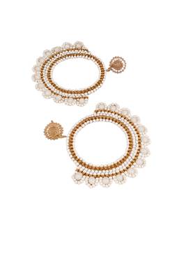 Jewelz handmade white & gold beaded hoop earrings 3