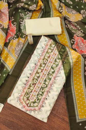 Multicolor digital print organza semi stitched churidar dress-materials