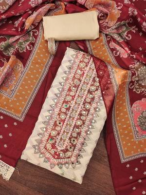 Multicolor digital print organza churidar dress-materials 1