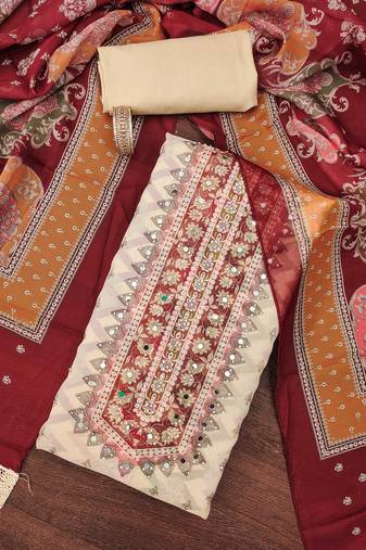 Multicolor digital print organza semi stitched churidar dress-materials