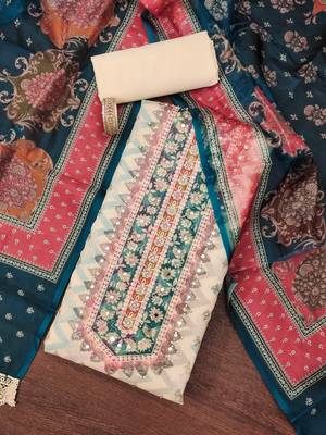 Multicolor digital print organza churidar dress-materials 1