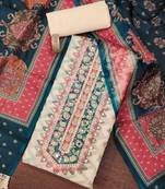 Multicolor digital print organza semi stitched churidar dress-materials