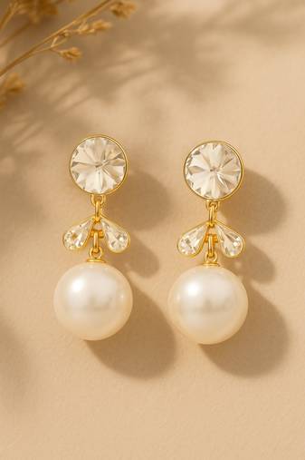 Jewelz crystal and pearl drop earrings