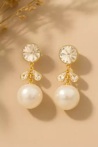 Jewelz crystal and pearl drop earrings