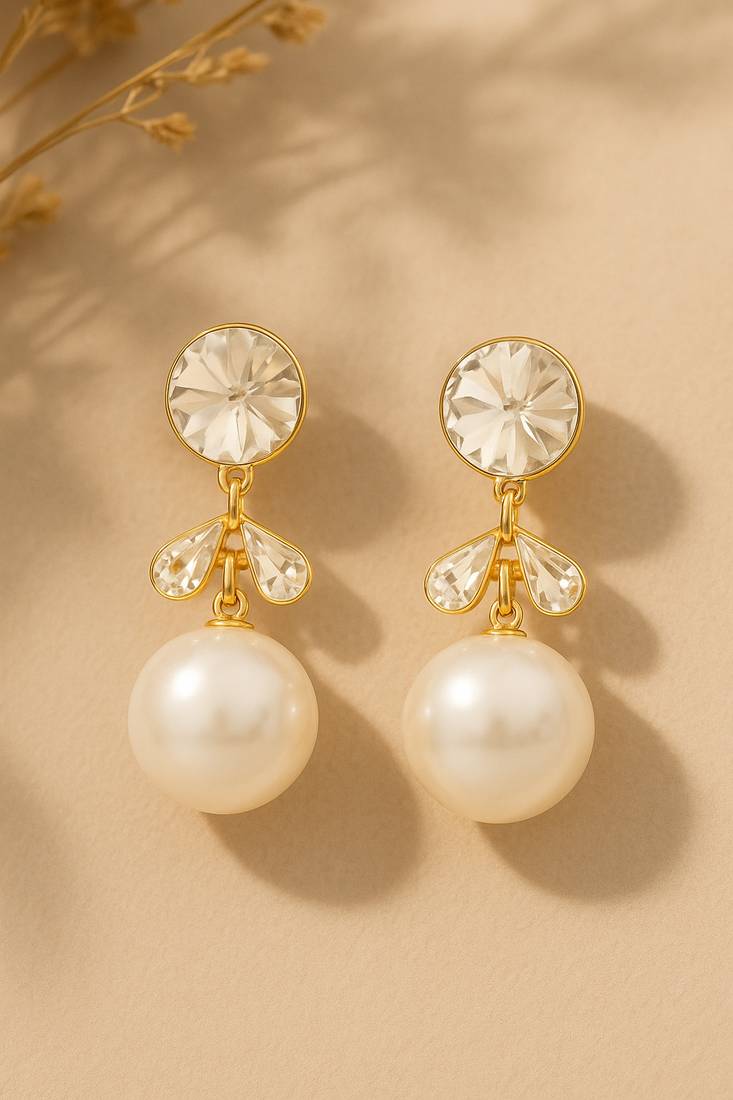 Jewelz crystal and pearl drop earrings