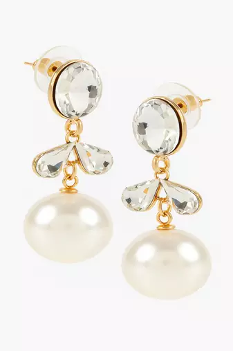 Jewelz crystal and pearl drop earrings