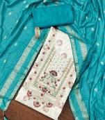 Off-white woven chanderi semi stitched churidar dress-materials