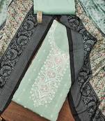 Sea-green sequins silk blend semi stitched churidar dress-materials