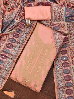 Peach woven jacquard churidar dress-materials 1